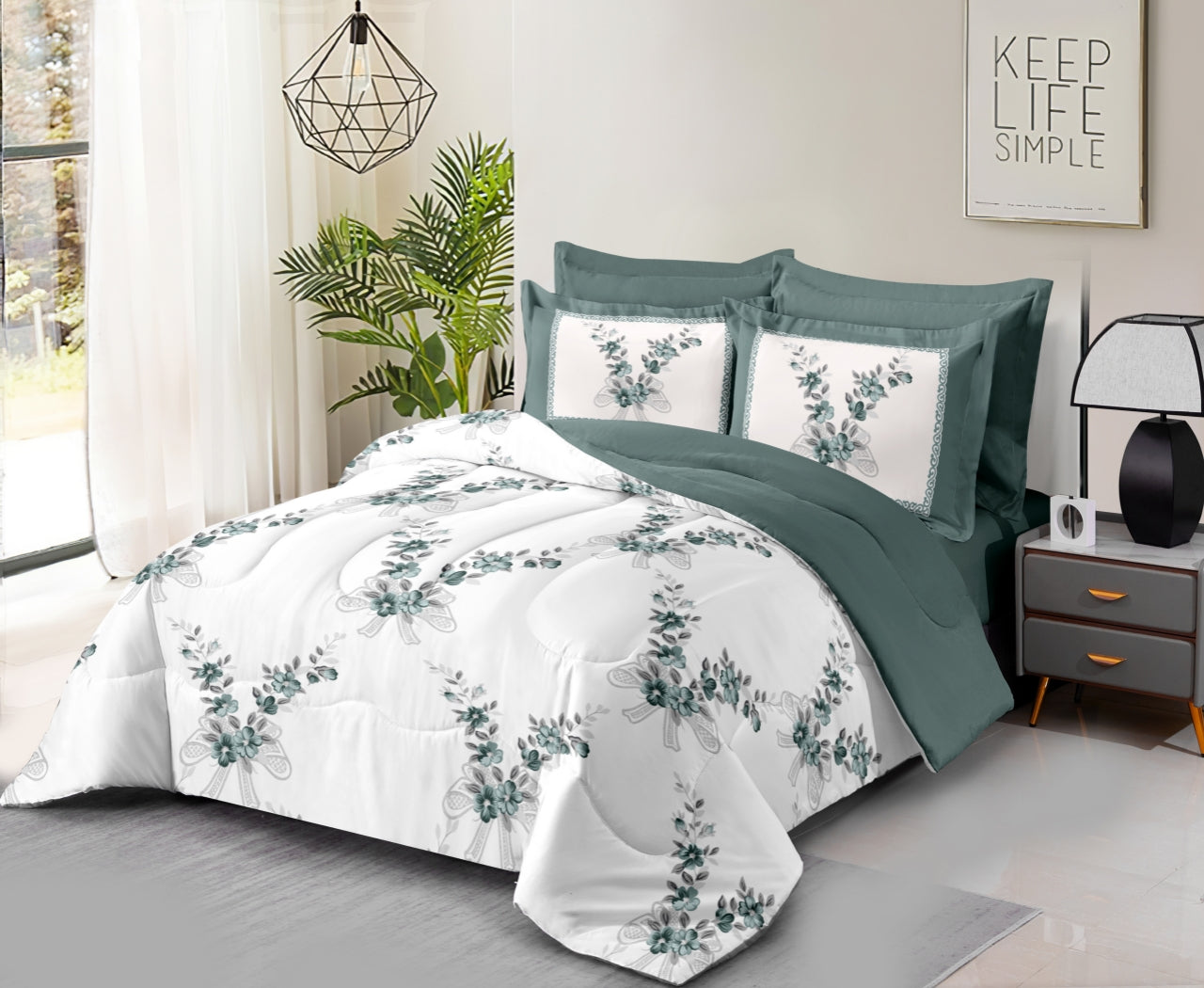 Printed 3 Piece Bed Quilt/ Bedspread/ Coverlet