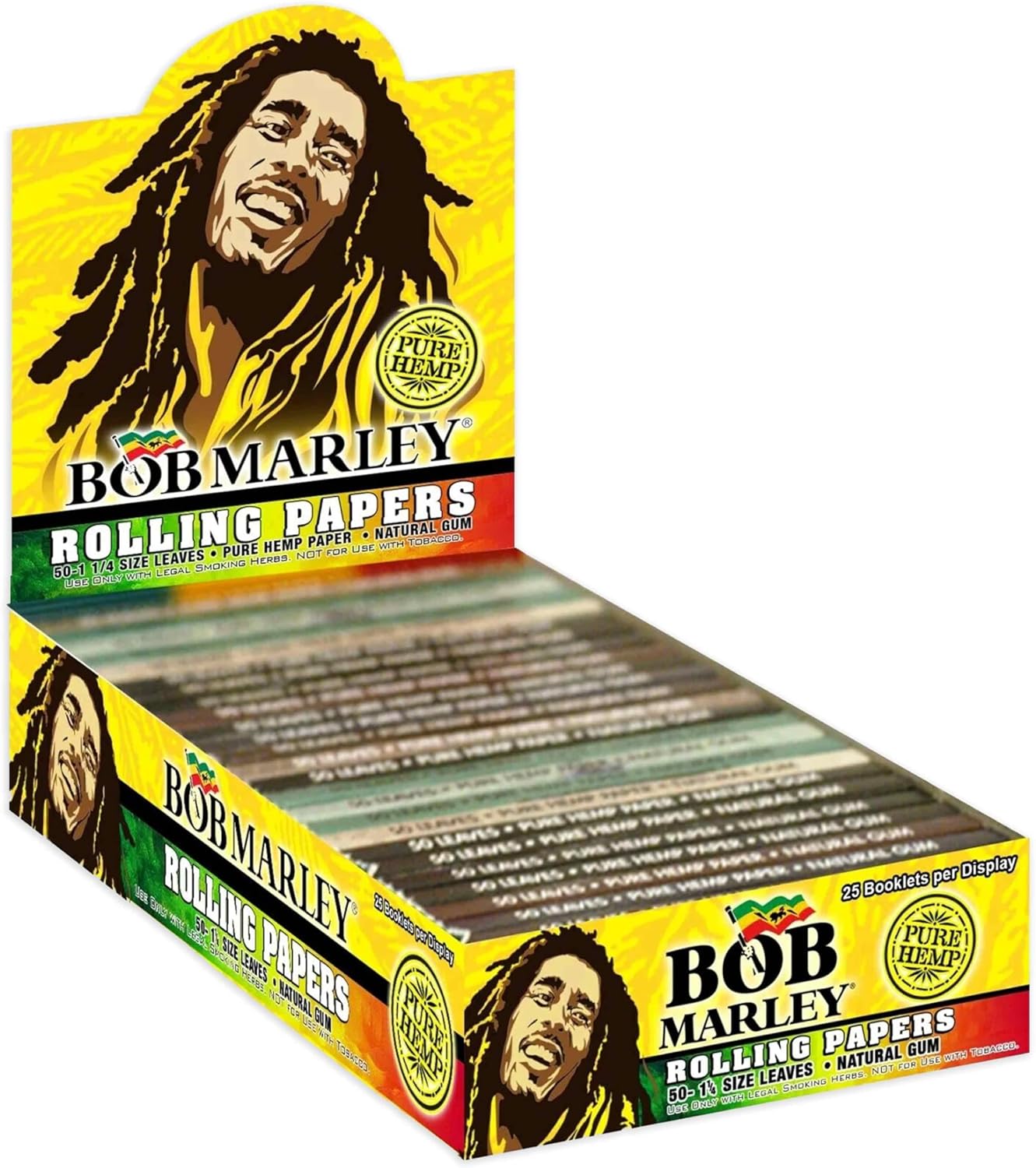 Bob Marley Cigarette Rolling Paper 1 1/4" Leaves Pure Hemp - 50 Ct