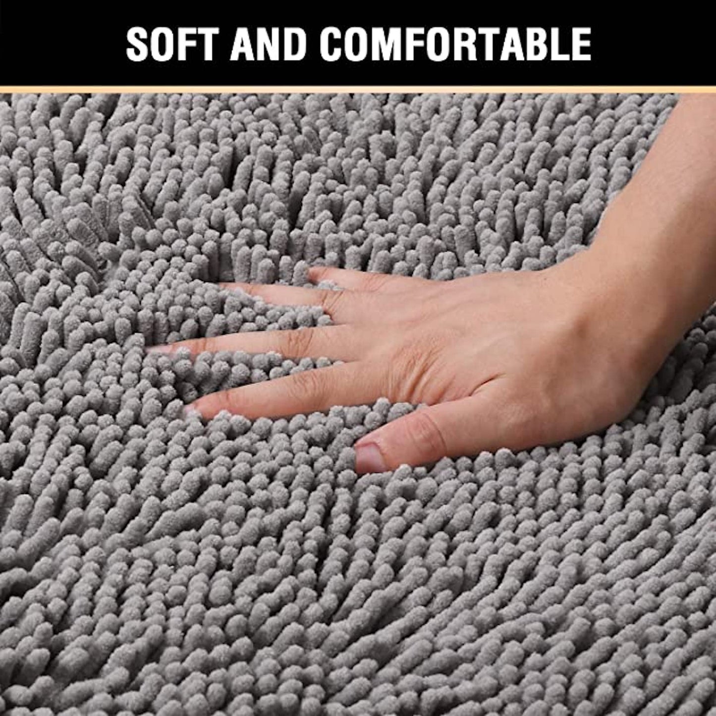 Chenille Microfiber Floor/Bathroom Mat - Light Gray