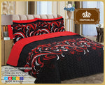 Imperial Home Printed 5-Piece Reversible Bed Quilt/Bedspread/Coverlet- Black Red