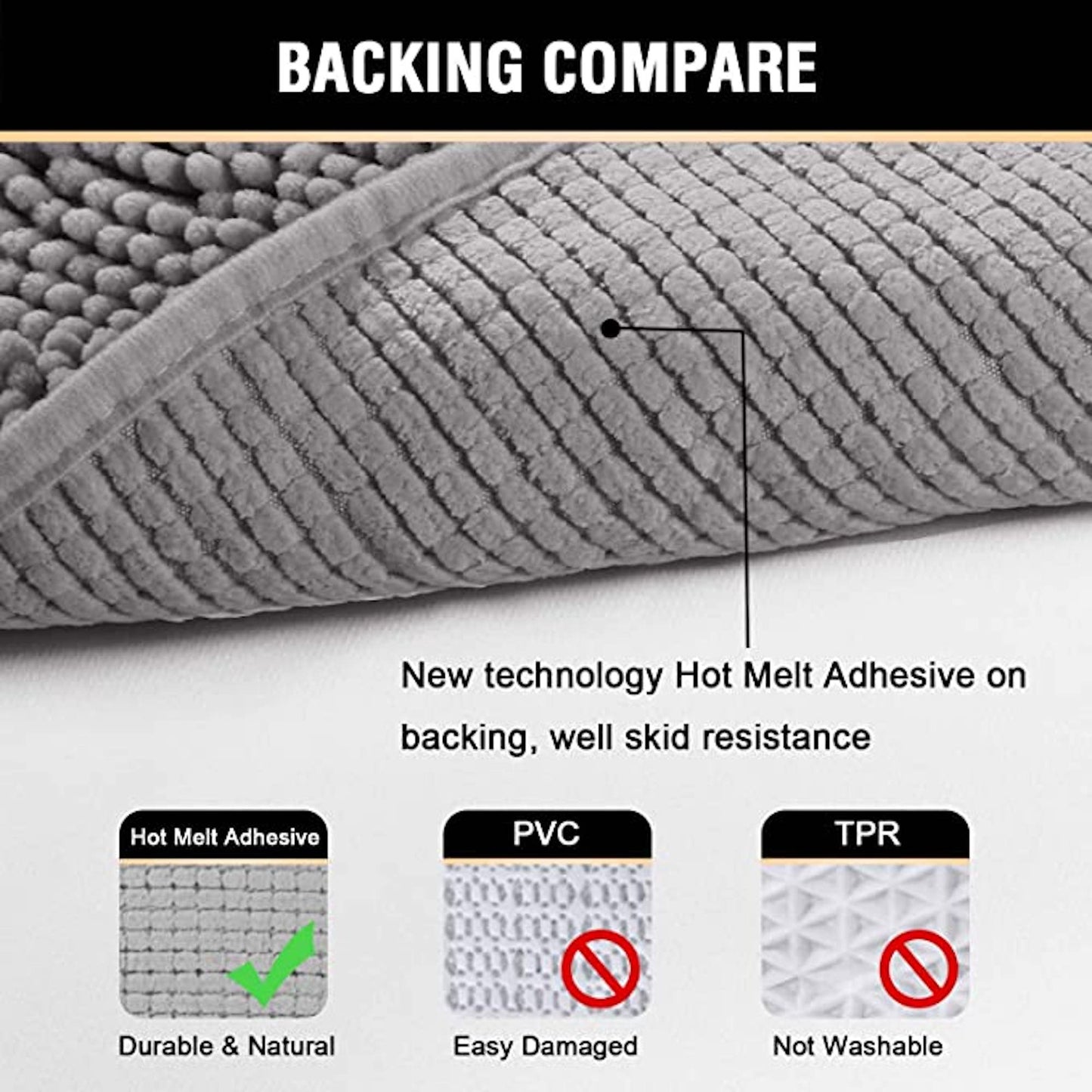Chenille Microfiber Floor/Bathroom Mat - Light Gray