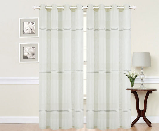 Imperial Home-Embroidered Evelyn Semi-Sheer Grommet Single Curtain Panel