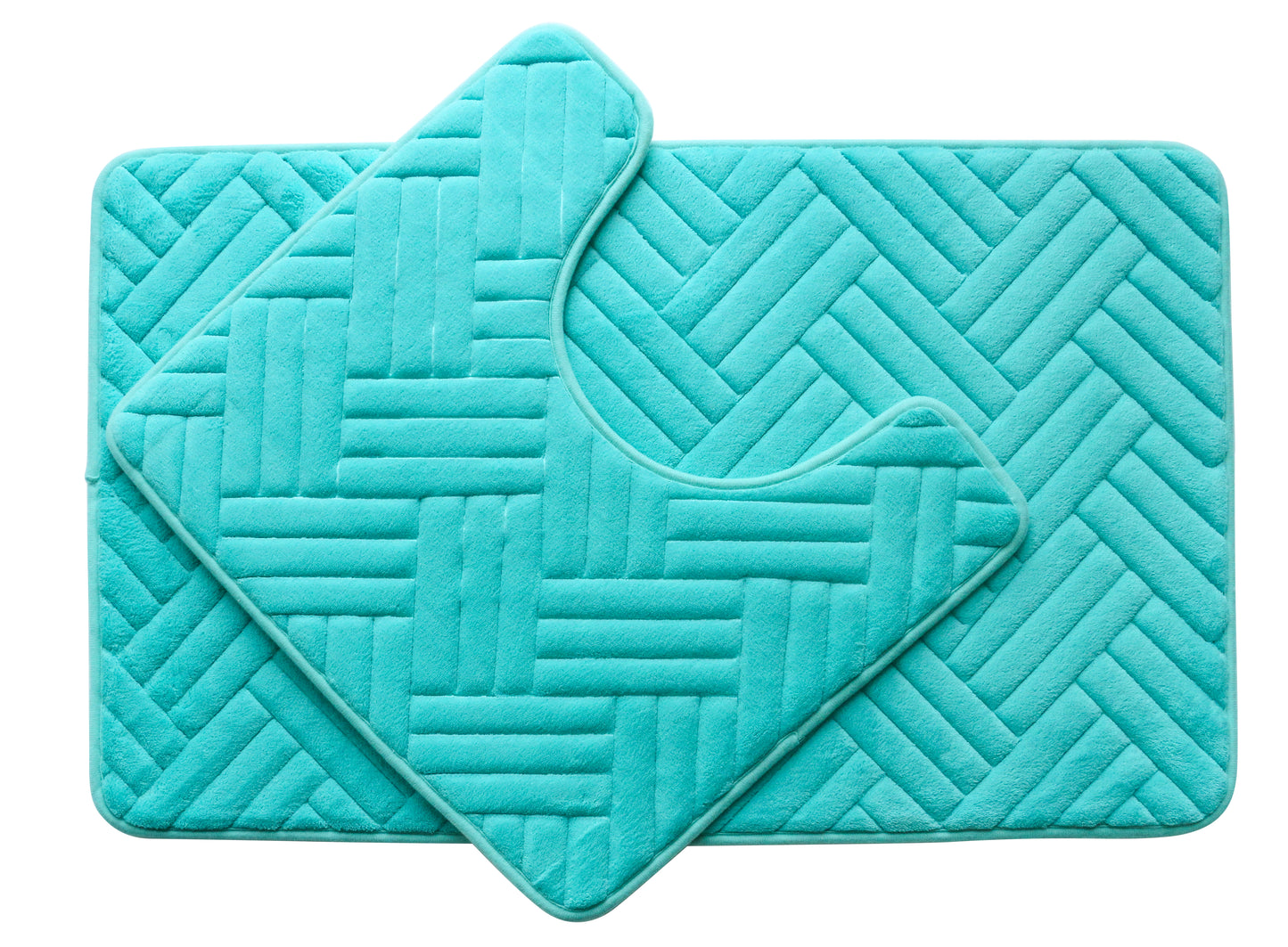 2PC Memory Foam Bath Mat Set - Aqua