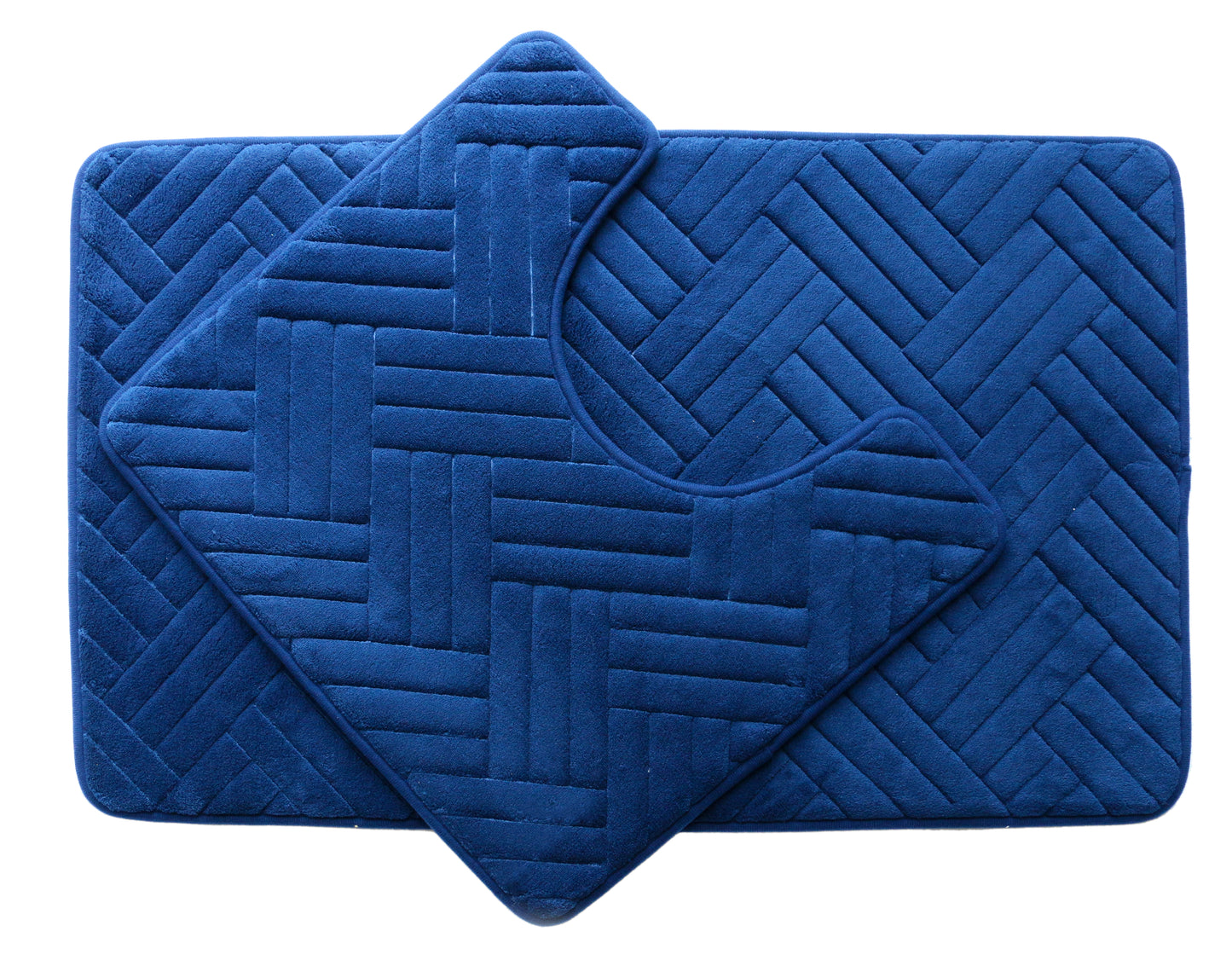 2PC Memory Foam Bath Mat Set - Navy