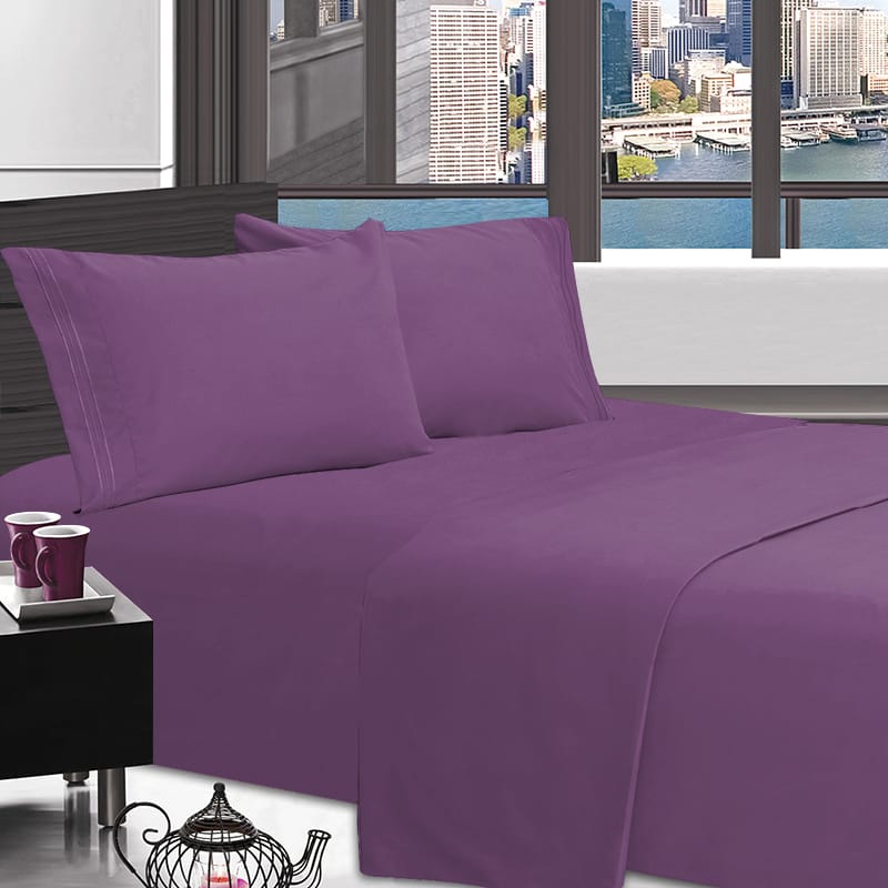 Imperial Home Solid 4-Piece Bed Sheet Set