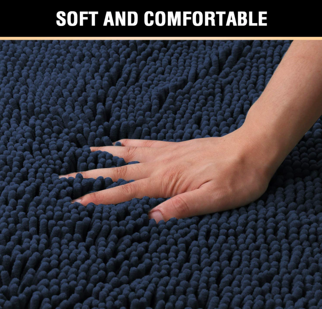 Chenille Microfiber Floor/Bathroom Mat - Navy