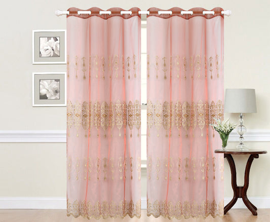 Imperial Home-Embroidered Vianna Semi-Sheer Grommet Single Curtain Panel