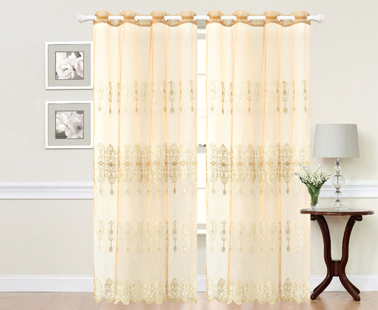 Imperial Home-Embroidered Vianna Semi-Sheer Grommet Single Curtain Panel