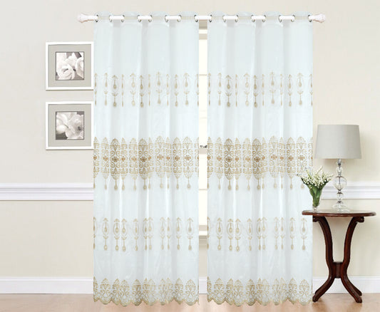 Imperial Home-Embroidered Vianna Semi-Sheer Grommet Single Curtain Panel