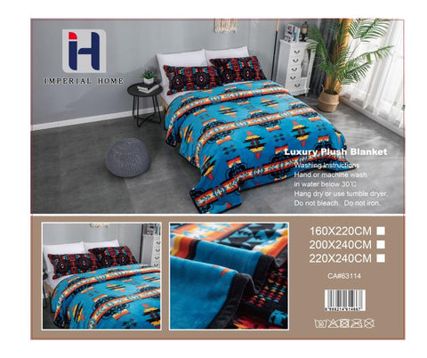 Imperial Home -Super Soft Reversible Heavy Bedding Blanket - Navajo Blue