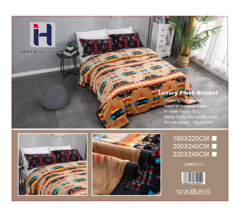 Imperial Home -Super Soft Reversible Heavy Bedding Blanket - Navajo Beige