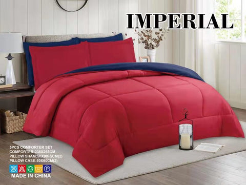 Imperial Home - Reversible 5PC Comforter Set - Red/Navy