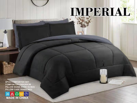 Imperial Home - Reversible 5PC Comforter Set - Black/Grey