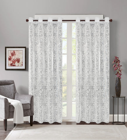 Cindy Embroidered Sheer Grommet Single Curtain Panel