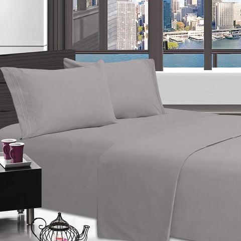 Imperial Home Solid 4-Piece Sheet Set - Grey