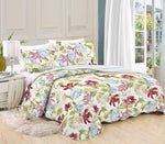 Printed 3 Piece Bed Quilt/ Bedspread/ Coverlet - Spring Garden