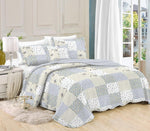 Printed 3 Piece Bed Quilt/ Bedspread/ Coverlet - Grey Patchwork